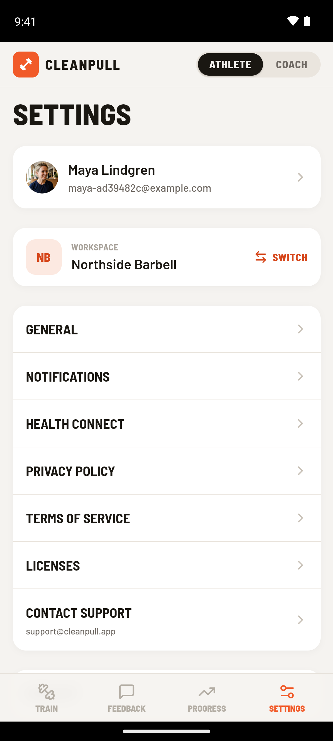 Athlete Settings on Android with Health Connect