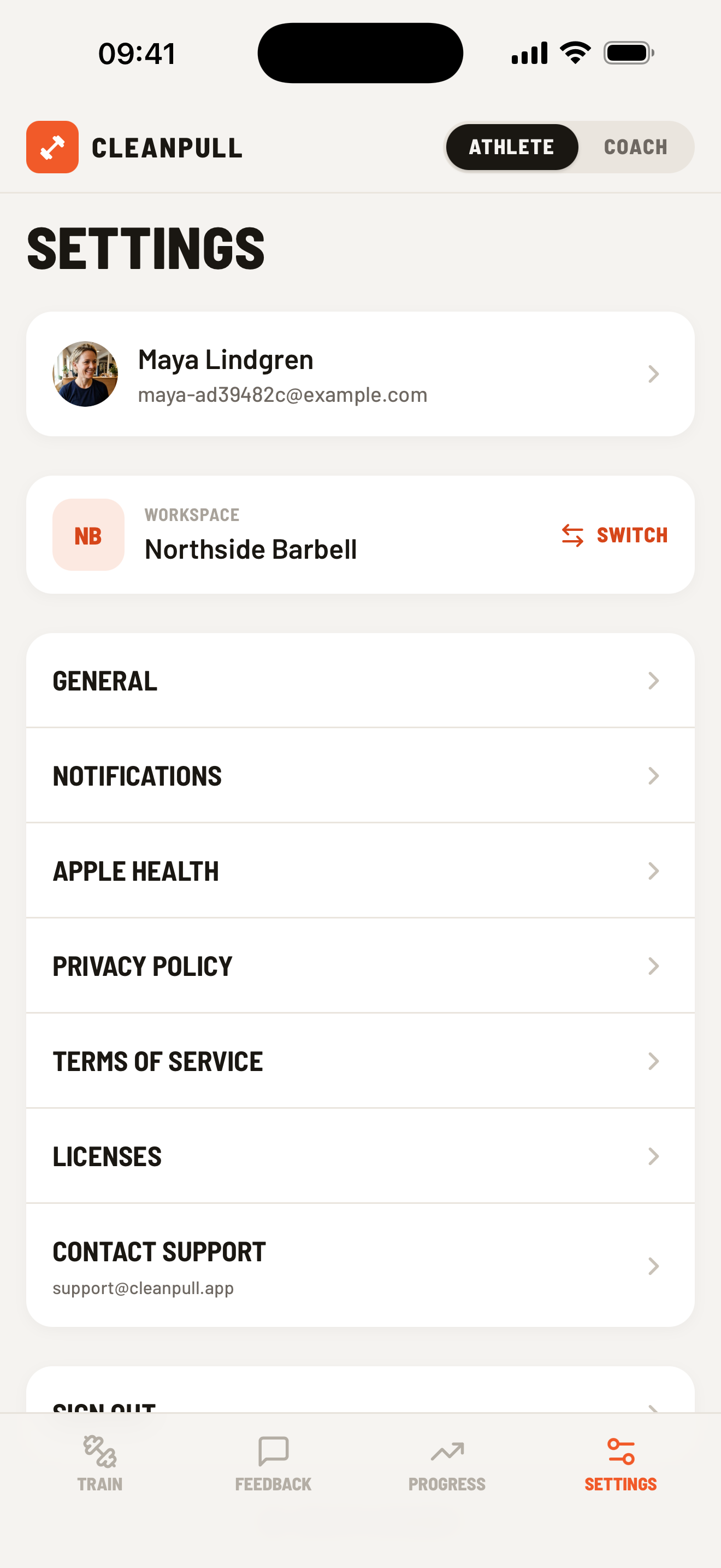 Athlete Settings on iPhone with Apple Health